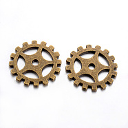 Tibetan Style Alloy Gear Pendants, Steampunk Charms, Cadmium Free & Nickel Free & Lead Free, Antique Bronze, 19x1mm, Hole: 2.5mm(TIBEP-5307-AB-FF)