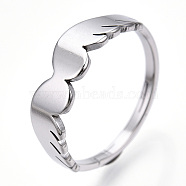 304 Stainless Steel Wing Adjustable Ring for Women, Stainless Steel Color, US Size 6 1/2(16.9mm)(RJEW-T027-10P)