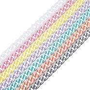 Elite 7 Strands 7 Colors Handmade Opaque Acrylic Curb Chains,Twisted Link Chain, Mixed Color, 23x16.5x4mm, 1 strand/color, about 39.37 inch(1m)/strand(AJEW-PH0002-76)
