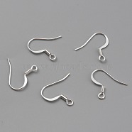 Brass Earring Hooks, Ear Wire, with Horizontal Loop, 925 Sterling Silver Plated, 16~18x16~18x1.5mm, Hole: 2mm, Pin: 0.8mm(X-KK-O131-08S)