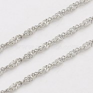 304 Stainless Steel Singapore Chains, Water Wave Chains, Soldered, Faceted, Stainless Steel Color, 1.6mm(CHS-K001-16)
