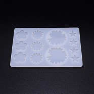 Silicone Molds, Hair Accessories Molds, For DIY Clamp Decoration, UV Resin & Epoxy Resin Jewelry Making, Flower and Star, White, 160x112x5.5mm(BG-TAC0002-09)