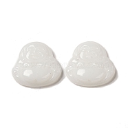 Glass Cabochons, Imitation Gemstone, Buddhist Statues, White, 28x29x7mm(GLAA-B017-09B-01)