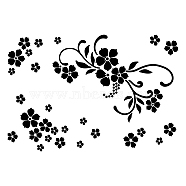 PVC Wall Stickers, for Home Living Room Bedroom Decoration, Black, Flower Pattern, 800x320mm(DIY-WH0377-154)