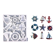 Ocean Theme Lighthouse Anchor Starfish DIY Wall Decoration Silicone Molds, Resin Casting Molds, for UV Resin, Epoxy Resin Craft Making, White, 235x205x10mm, Inner Diameter: 78~80x41.5~78mm(SIL-F007-02)