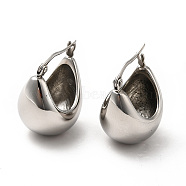 304 Stainless Steel Moon Hoop Earrings for Women, Stainless Steel Color, 24x18.5x15mm, Pin: 0.6mm(EJEW-F295-02P)