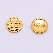 Alloy Cabochons, Nail Art Studs, Nail Art Decoration Accessories for Women, Flat Round with Grid, Golden, 7.5x1mm, 100pcs/bag(AJEW-WH0129-45A-G)