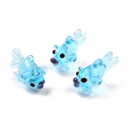 Handmade Lampwork Beads, Goldfish, Sky Blue, 28x15.5x16mm, Hole: 1.7mm(LAMP-I024-47E)