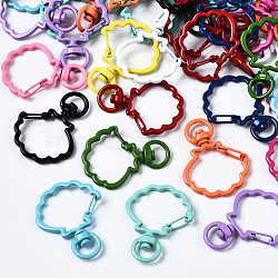 Spray Painted Eco-Friendly Alloy Swivel Snap Hooks Clasps, Cadmium Free & Nickel Free & Lead Free, Shell, Mixed Color, 39.5x30.5x6mm, Hole: 5x9mm(PALLOY-T080-18-NR)