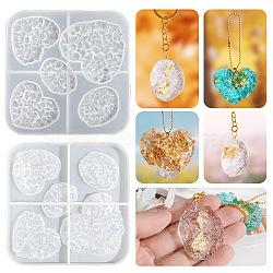 Heart Oval Raw Crystal Cluster DIY Food Grade Silicone Molds, Resin Casting Molds, for UV Resin, Epoxy Resin Craft Making, White, 123x123x16mm, Inner Diameter: 39~66mm(PW-WG26417-01)