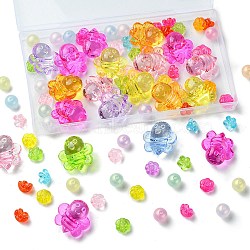 80Pcs 4 Styles Transparent Acrylic Beads, Mixed Color, 10~25.5x10~25x12.5mm, Hole: 1.5~2.5mm, 20pcs/style(MACR-FS0001-61)