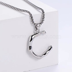 3Pcs Stainless Steel Textured Letter Pendants, Without Chain, Letter C(LW4134-3)