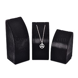 Wood Necklace Rectangle Displays, Covered with Velvet, Black, 9~13x5x5cm(NDIS-L001-13A)