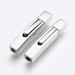 304 Stainless Steel Bayonet Clasps, Rectangle, Stainless Steel Color, 28x5mm, Hole: 3mm(STAS-E427F-3P)