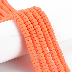 Handmade Polymer Clay Beads Strands, for DIY Jewelry Crafts Supplies, Flat Round, Light Salmon, 6~7x3mm, Hole: 1.5mm, about 113~116pcs/strand, 15.55 inch~16.14 inch(39.5~41cm)(CLAY-N008-39)