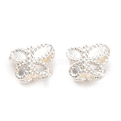 Brass Beads, Butterfly, 925 Sterling Silver Plated, 5x6x3.8mm, Hole: 1.5x2mm(KK-H513-07S)