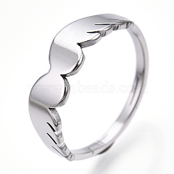 Non-Tarnish 304 Stainless Steel Wing Adjustable Ring for Women, Stainless Steel Color, US Size 6 1/2(16.9mm)(RJEW-T027-10P)