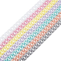 PandaHall Elite 7 Strands 7 Colors Handmade Opaque Acrylic Curb Chains,Twisted Link Chain, Mixed Color, 23x16.5x4mm, 1 strand/color, about 39.37 inch(1m)/strand(AJEW-PH0002-76)