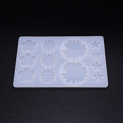 Silicone Molds, Hair Accessories Molds, For DIY Clamp Decoration, UV Resin & Epoxy Resin Jewelry Making, Flower and Star, White, 160x112x5.5mm(BG-TAC0002-09)