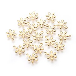 304 Stainless Steel Charms, Snowflake, Golden, 9x12x1mm, Hole: 1.4mm(STAS-E447-10G)