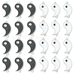 12Pcs 2 Colors Alloy Enamel Split Links Connectors, Yin-yang, Cadmium Free & Lead Free, Platinum, Mixed Color, 26x13.5x1.5mm, Hole: 1.6mm, 6pcs/color(ENAM-FS0001-84)