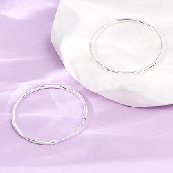 925 Sterling Silver Huggie Hoop Earrings, Ring, Silver, 25x1.2mm, Pin: 0.6mm(EJEW-C179-05C-S)