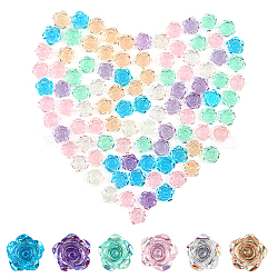 CHGCRAFT 180Pcs 6 Colors Transparent Resin Cabochons, AB Color Plated, Rose Flower, Mixed Color, 15x14x6mm, 30pcs/color(CRES-CA0001-21)