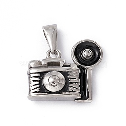 304 Stainless Steel Pendants, Camera Charms, Antique Silver, 18.5x21x8mm, Hole: 2.5x7.5mm(STAS-G285-01AS)