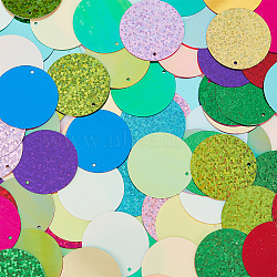 Gorgecraf 2 Bags Ornament Accessories, PVC Plastic Paillette/Sequins Beads, Single Face Laser Bright Flake, Flat Round, Mixed Color, 29x0.4mm, Hole: 1.4mm, about 40pcs/bag(PVC-GF0001-01)