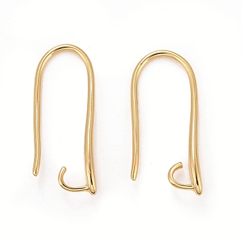 Rack Plating Eco-friendly Brass Earring Hooks, with Horizontal Loop, Lead Free & Cadmium Free, Real 24K Gold Plated, 20.5x2.5mm, Hole: 2mm, Pin: 1mm