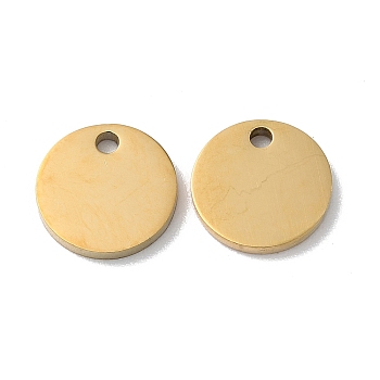 304 Stainless Steel Charms, Stamping Blank Tag, Flat Round Charm, Real 18K Gold Plated, 10x1.3mm, Hole: 1.5mm