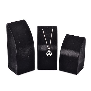 Wood Necklace Rectangle Displays, Covered with Velvet, Black, 9~13x5x5cm
