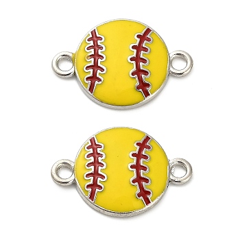 Alloy Enamel Connector Charms, Sports Links, Cadmium Free & Lead Free, Platinum, Gold, Baseball, 16x23x3mm, Hole: 2mm