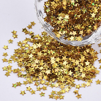 Ornament Accessories, PVC Plastic Paillette/Sequins Beads, AB Color Plated, Star, Gold, 2.6x2.7x0.4mm, about 410000pcs/500g