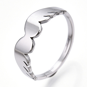 304 Stainless Steel Wing Adjustable Ring for Women, Stainless Steel Color, US Size 6 1/2(16.9mm)
