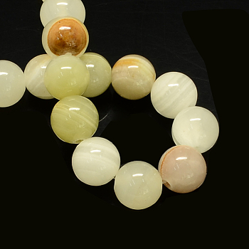 Natural Dyed Yellow Jade Gemstone Bead Strands, Round, Light Goldenrod Yellow, 8mm, Hole: 1mm, about 50pcs/strand, 15.7 inch