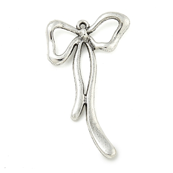 Tibetan Style Alloy Pendants, Bowknot, Antique Silver, 45x26x3.5mm, Hole: 1.4mm, about 279pcs/1000g.