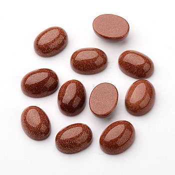 Synthetic Goldstone Oval Cabochons, Flat Back, 16x12x7mm