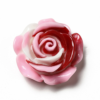 Gradient Color Opaque Resin Cabochons, Flower, Red, 28x28x12mm