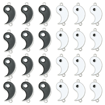 12Pcs 2 Colors Alloy Enamel Split Links Connectors, Yin-yang, Cadmium Free & Lead Free, Platinum, Mixed Color, 26x13.5x1.5mm, Hole: 1.6mm, 6pcs/color