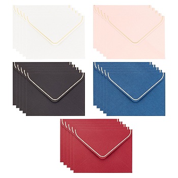 CRASPIRE 50 Pcs 5 Colors Paper Envelope, with Golden Edge, Rectangle, Mixed Color, 10x13.5cm, 10pcs/color