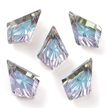 Embossed Glass Rhinestone Pendants, Faceted, Kite, Vitrail Light, 19x12x5.5mm, Hole: 1.2mm