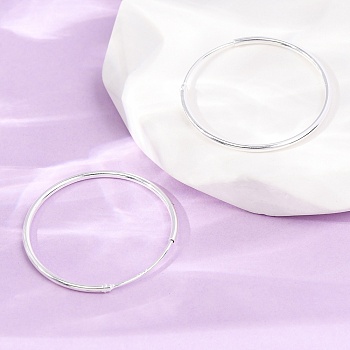 925 Sterling Silver Huggie Hoop Earrings, Ring, Silver, 25x1.2mm, Pin: 0.6mm