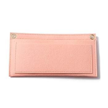 Wool Felt Purse Organizer Insert, with Iron Grommets, Mini Handbag Shaper Premium Felt, Bag Accessories, Rectangle, Pink, 25x12.5x0.7cm, Hole: 10mm