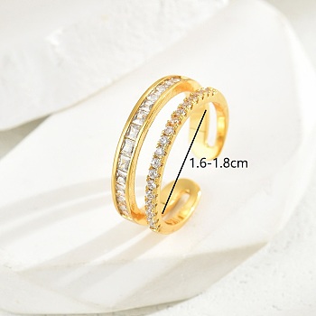 Floral Double-layer Zirconia Ring for Women Party Gift