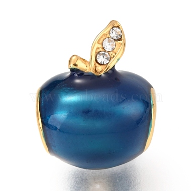 Marine Blue Fruit Stainless Steel+Enamel European Beads