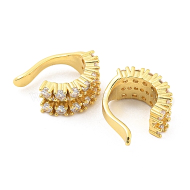 Rack Plating Brass Cubic Zirconia Cuff Earrings for Women(EJEW-K245-44G)-2
