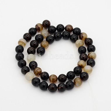 Agate noire teints chapelets de perles rondes(G-P070-22-6mm)-2