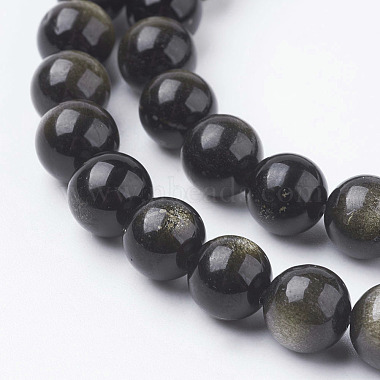 Natural Golden Sheen Obsidian Beads Strands(G-C068-8mm-9)-3