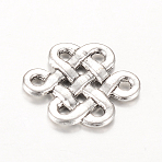 Tibetan Style Alloy Chandelier Components Links, Chinese Knot, Cadmium Free & Lead Free, Antique Silver, 17x14x2mm, Hole: 1.5mm(X-TIBE-Q064-28AS-RS)